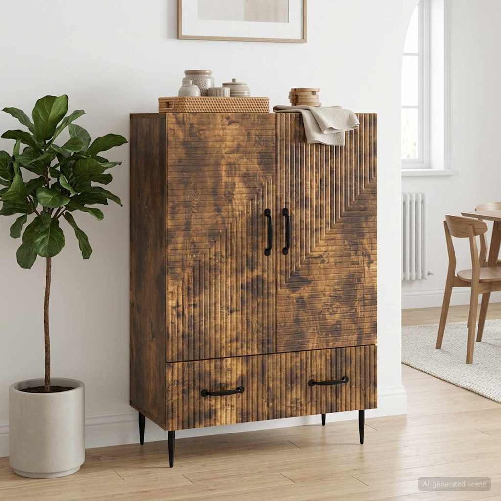 Vidaxl dressoir met lade gerookt eiken 66 x 34,5 x 95 cm bewerkt hout