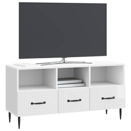 Vidaxl tv-kast met lade hoogglans wit 102 x 34,5 x 50 cm bewerkt hout