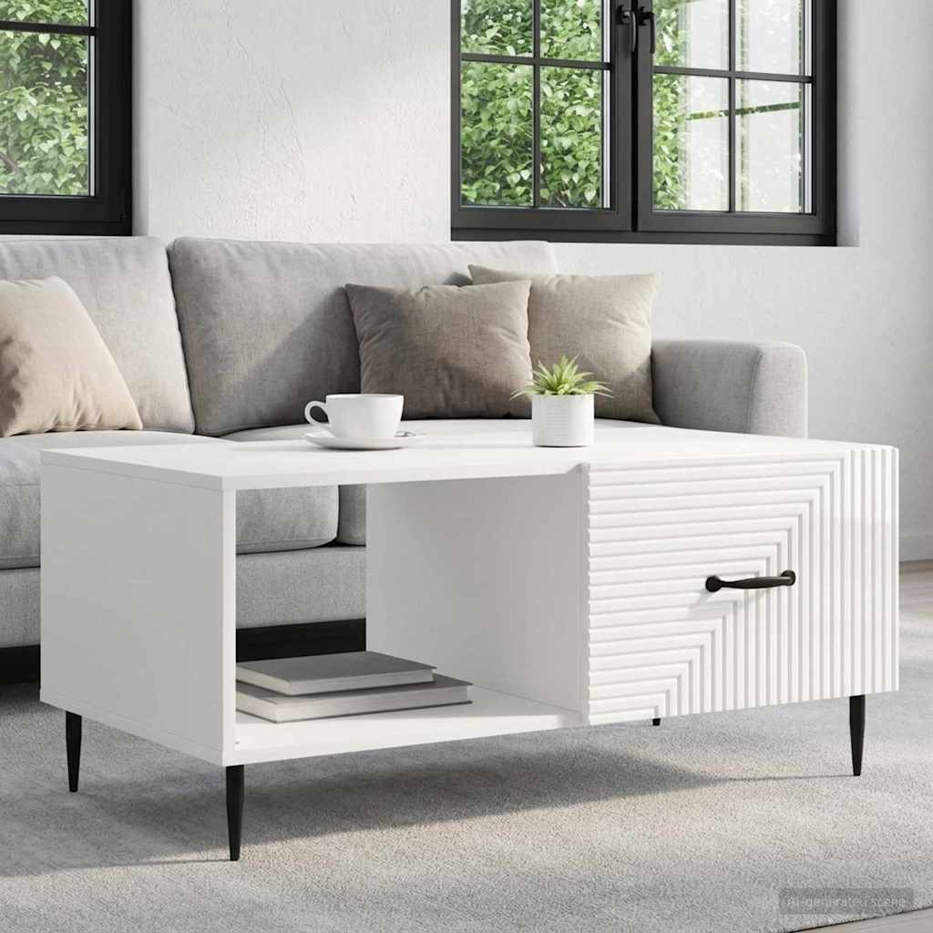 Vidaxl salontafel hoogglans wit 90 x 50 x 40 cm bewerkt hout