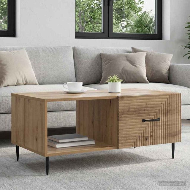 Vidaxl salontafel artisanaal eiken 90 x 50 x 40 cm bewerkt hout