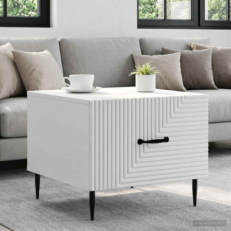 Vidaxl salontafel met lade hoogglans wit 49 x 50 x 40 cm bewerkt hout