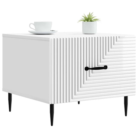 Vidaxl salontafel met lade hoogglans wit 49 x 50 x 40 cm bewerkt hout