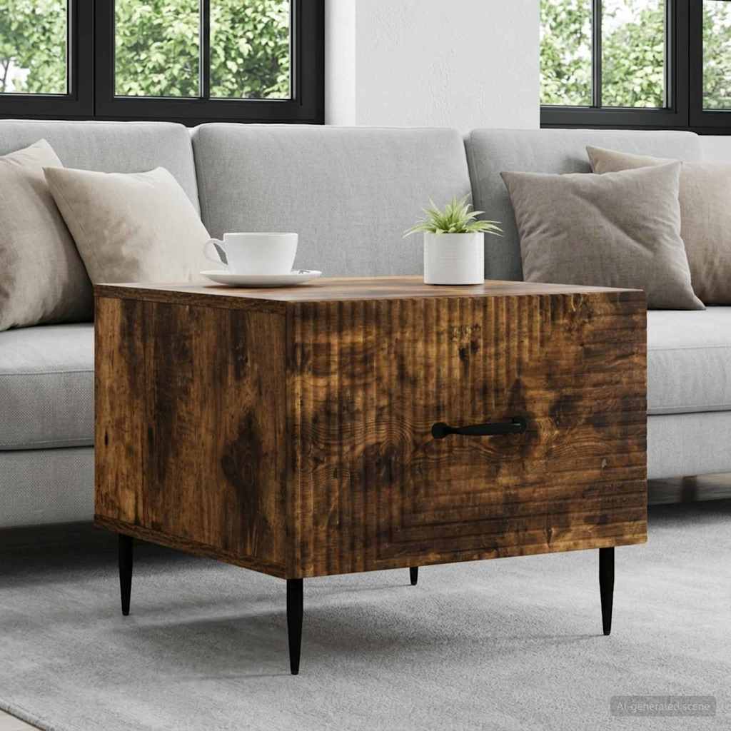 Vidaxl salontafel met lade gerookt eiken 49 x 50 x 40 cm bewerkt hout