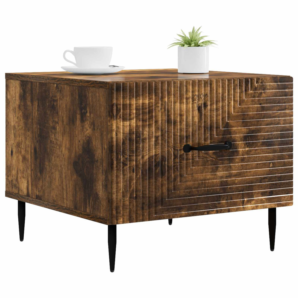 Vidaxl salontafel met lade gerookt eiken 49 x 50 x 40 cm bewerkt hout