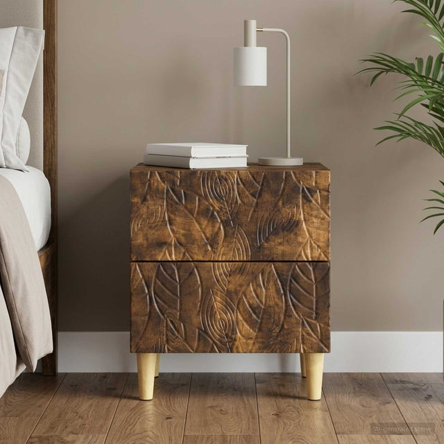 Vidaxl nachtkastje gerookt eiken 43 x 34,5 x 48 cm bewerkt hout