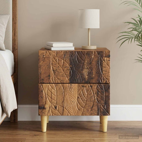 Vidaxl nachtkastje oud hout 43 x 34,5 x 48 cm bewerkt hout