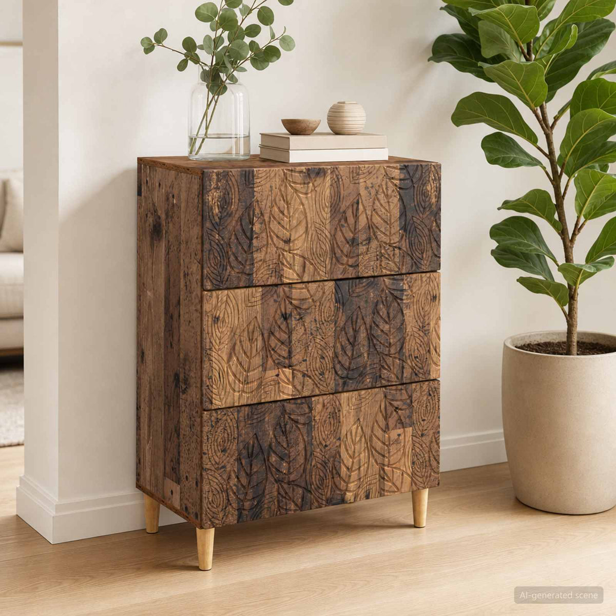 Vidaxl ladenkast oud hout 66 x 34,5 x 90 cm bewerkt hout