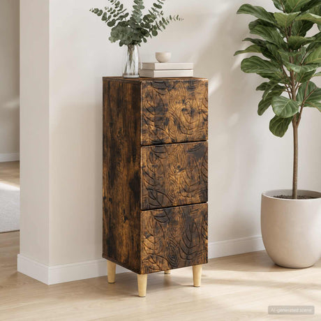 Vidaxl ladenkast gerookt eiken 33 x 34,5 x 90 cm bewerkt hout