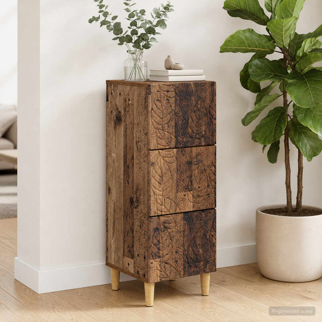 Vidaxl ladenkast oud hout 33 x 34,5 x 90 cm bewerkt hout