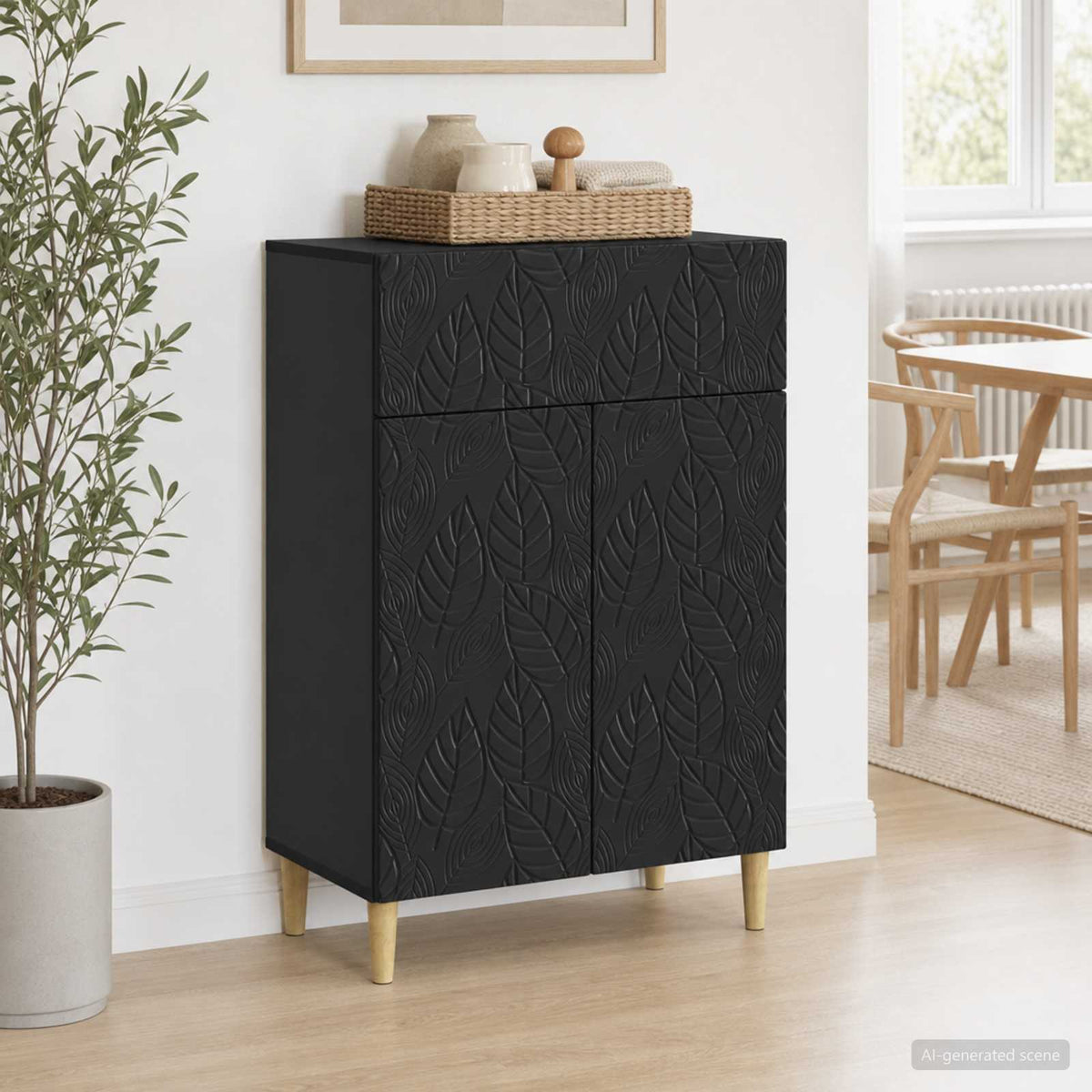 Vidaxl dressoir zwart 66 x 34,5 x 90 cm bewerkt hout