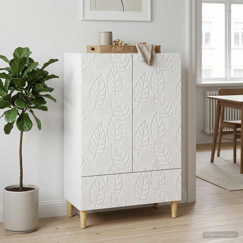 Vidaxl dressoir hoogglans wit 66 x 34,5 x 95 cm bewerkt hout