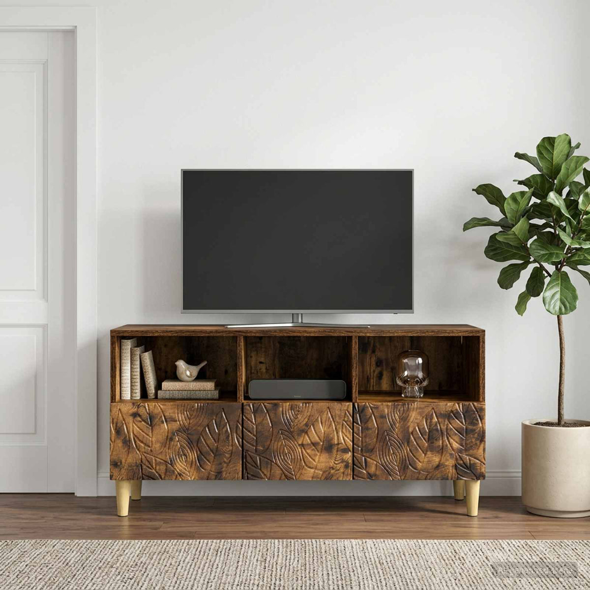 Vidaxl tv-kast 102 x 34,5 x 50 cm gerookt eiken bewerkt hout
