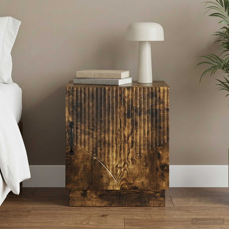Vidaxl nachtkastje gerookt eiken 43 x 34,5 x 47 cm bewerkt hout
