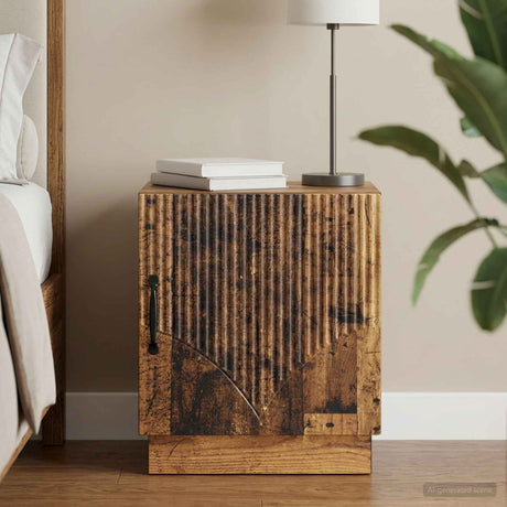 Vidaxl nachtkastje oud hout 43 x 34,5 x 47 cm bewerkt hout