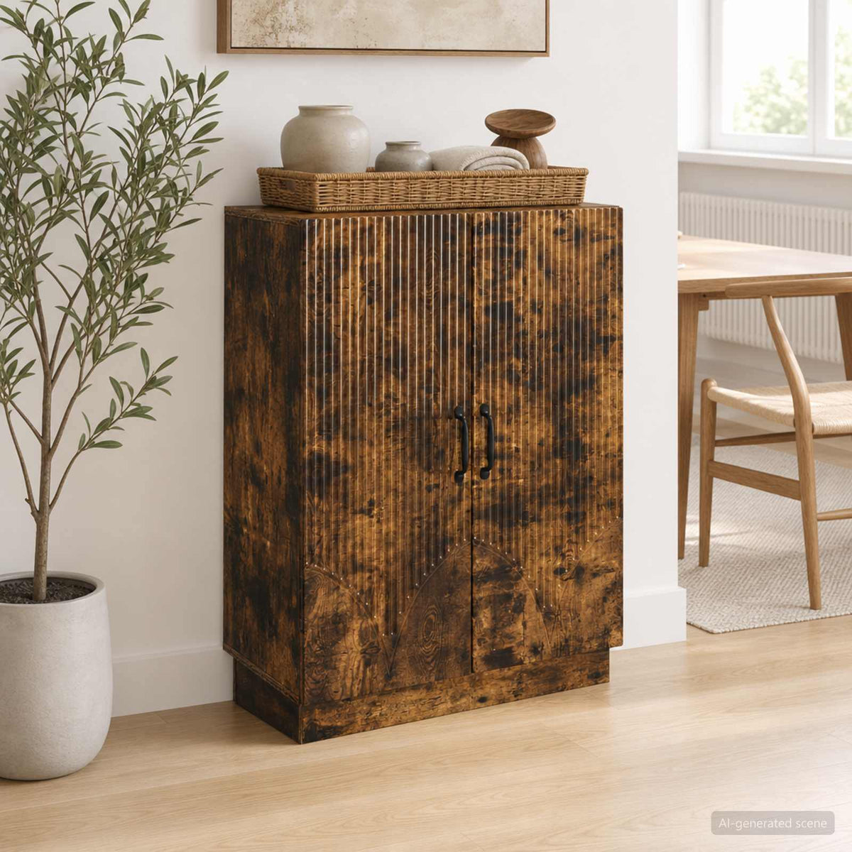 Vidaxl dressoir gerookt eiken 66 x 34,5 x 87 cm bewerkt hout