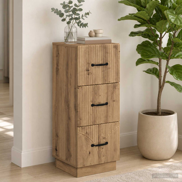 Vidaxl ladenkast 33 x 34,5 x 87 cm bewerkt hout artisanaal eiken