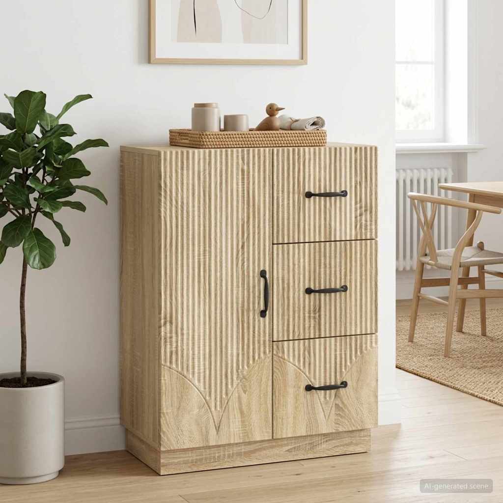 Vidaxl dressoir met lade sonoma eiken 66 x 34,5 x 87 cm bewerkt hout