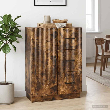 Vidaxl dressoir met lade gerookt eiken 66 x 34,5 x 87 cm bewerkt hout
