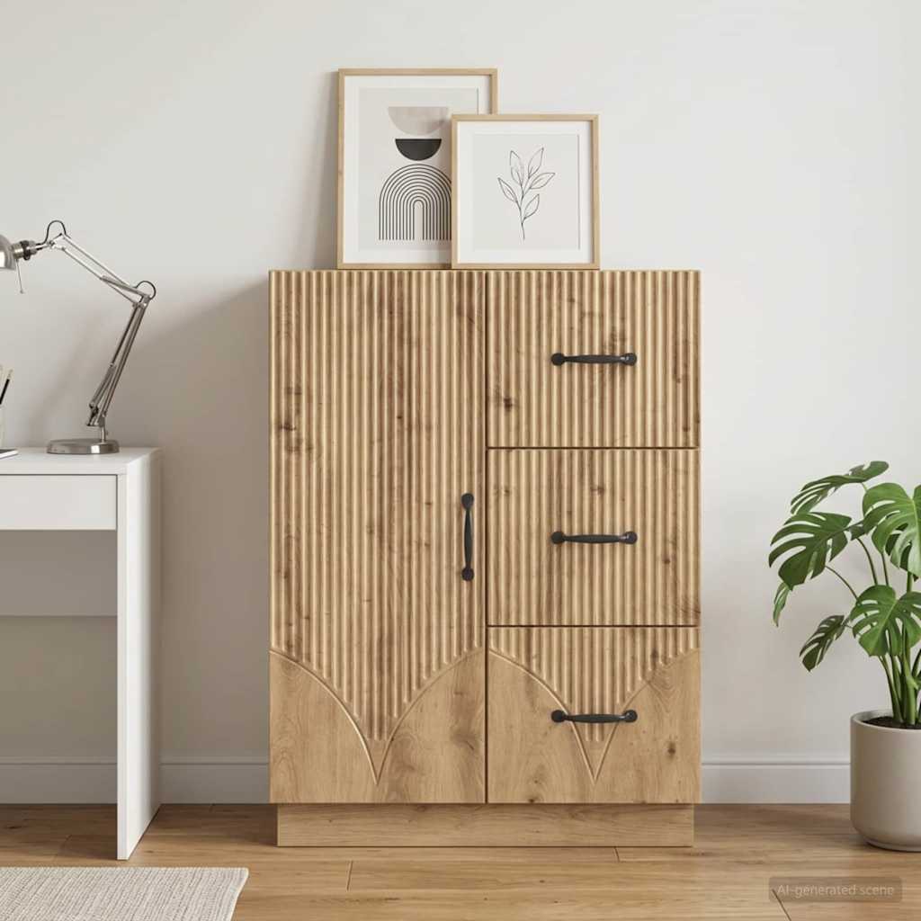 Vidaxl dressoir artisanaal eiken 66 x 34,5 x 87 cm bewerkt hout