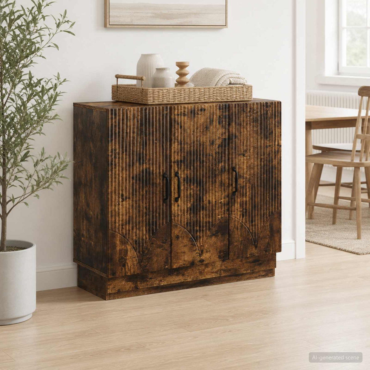 Vidaxl dressoir gerookt eiken 89 x 34,5 x 77 cm bewerkt hout