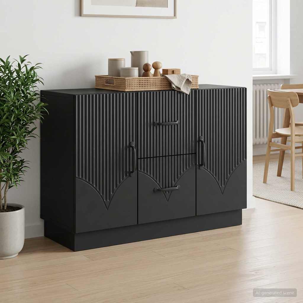 Vidaxl dressoir met lade zwart 89 x 34,5 x 57 cm bewerkt hout