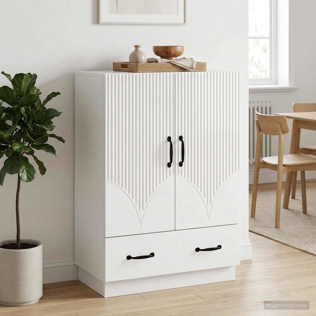 Vidaxl dressoir met lade hoogglans wit 66 x 34,5 x 92 cm bewerkt hout