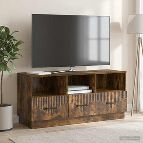 Vidaxl tv-kast met lade gerookt eiken 102 x 34,5 x 47 cm bewerkt hout