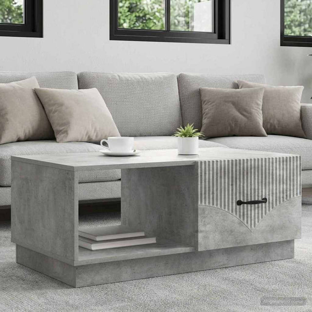 Vidaxl salontafel betongrijs 90 x 50 x 37 cm bewerkt hout