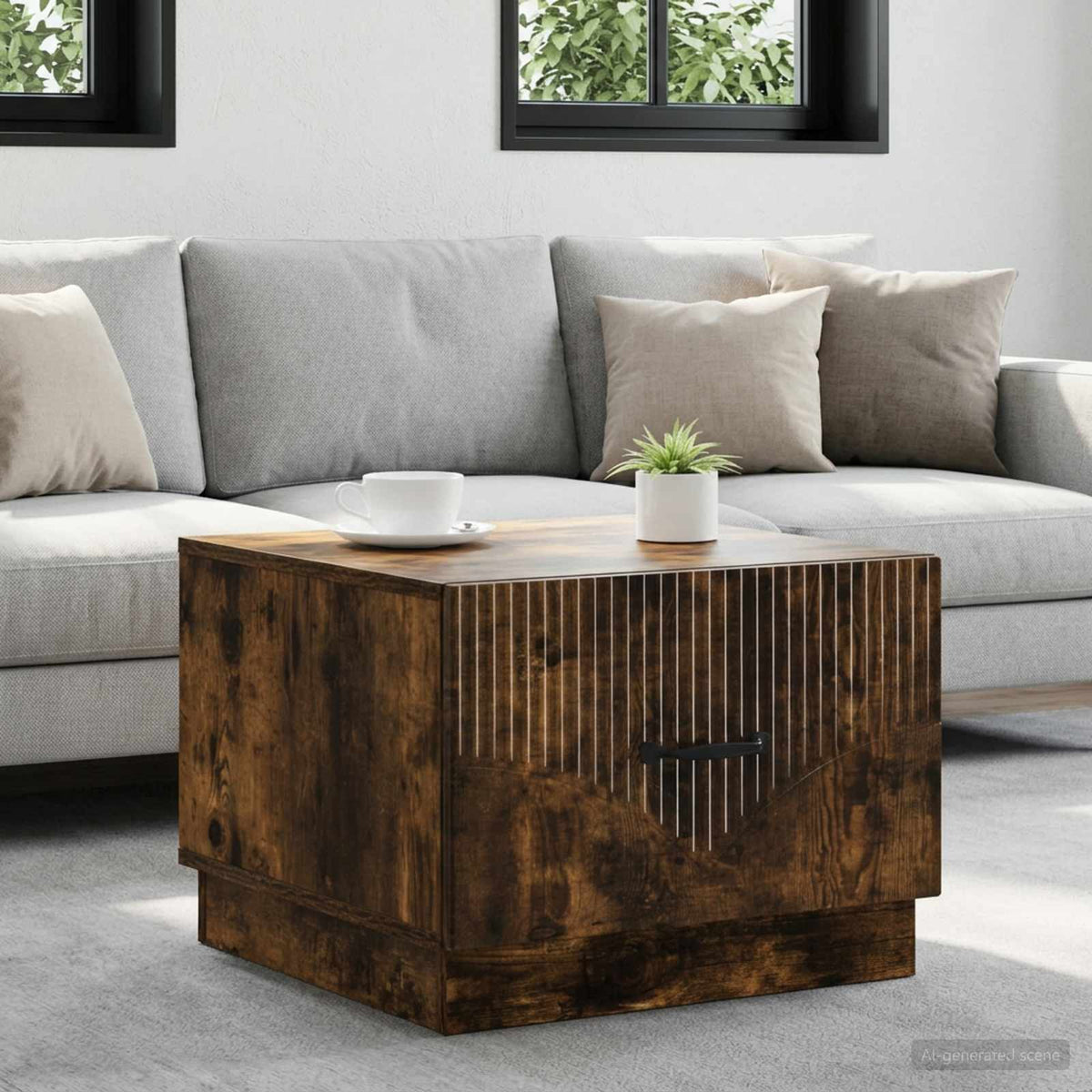 Vidaxl salontafel gerookt eiken 49 x 50 x 37 cm bewerkt hout