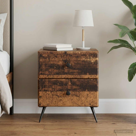 Vidaxl nachtkastje oud hout 43 x 34,5 x 47,5 cm bewerkt hout