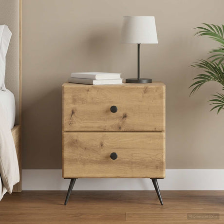 Vidaxl nachtkastje artisanaal eiken 43 x 34,5 x 47,5 cm bewerkt hout