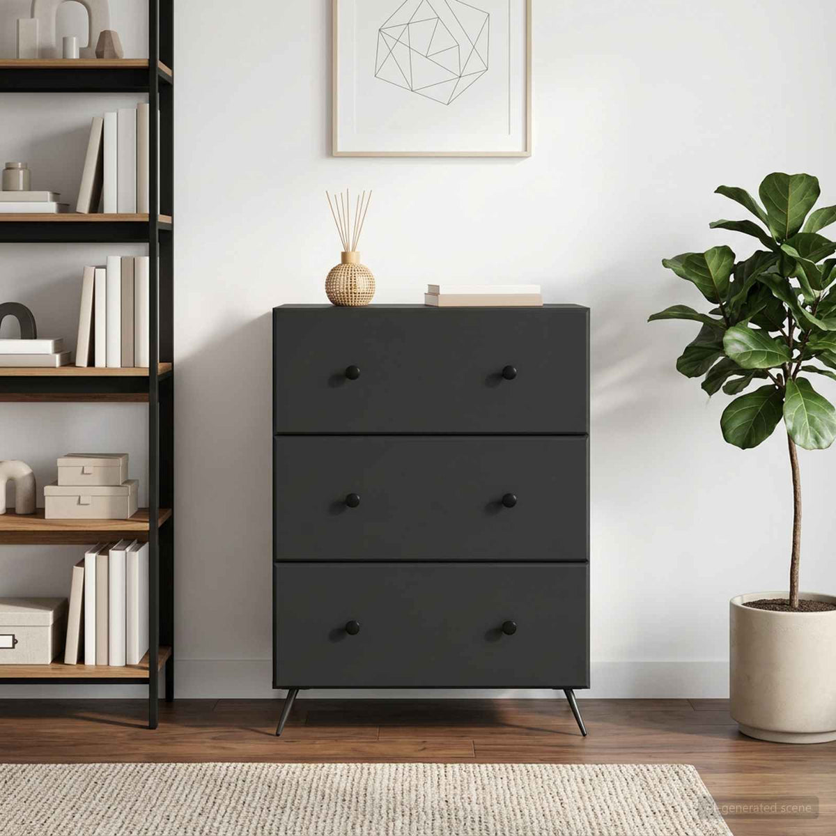 Vidaxl ladenkast 66 x 34,5 x 90 cm bewerkt hout zwart