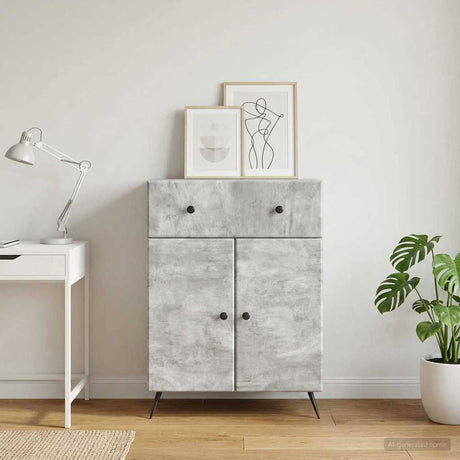 Vidaxl dressoir betongrijs 66 x 34,5 x 90 cm bewerkt hout