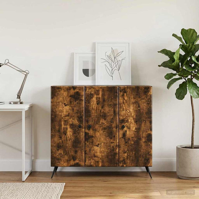 Vidaxl dressoir gerookt eiken 89 x 34,5 x 80 cm bewerkt hout