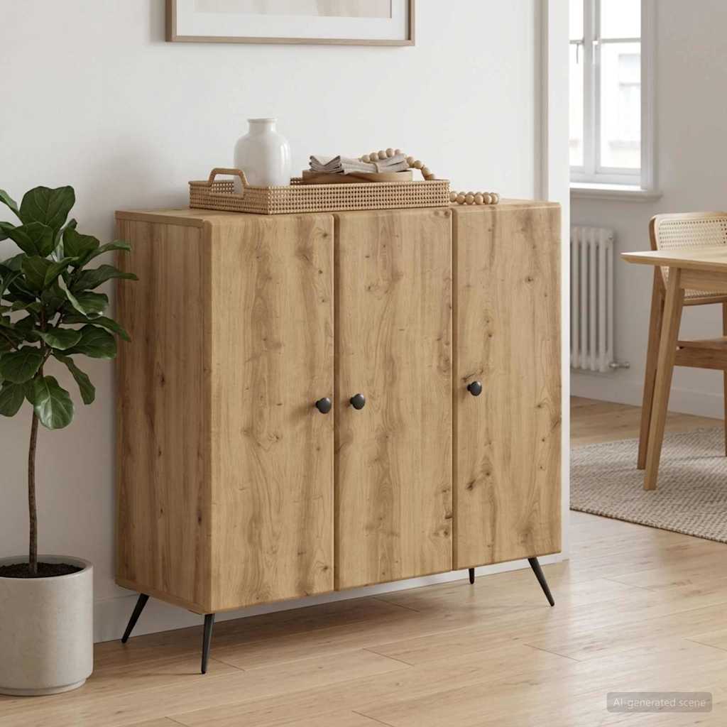 Vidaxl dressoir artisanaal eiken 89 x 34,5 x 80 cm bewerkt hout