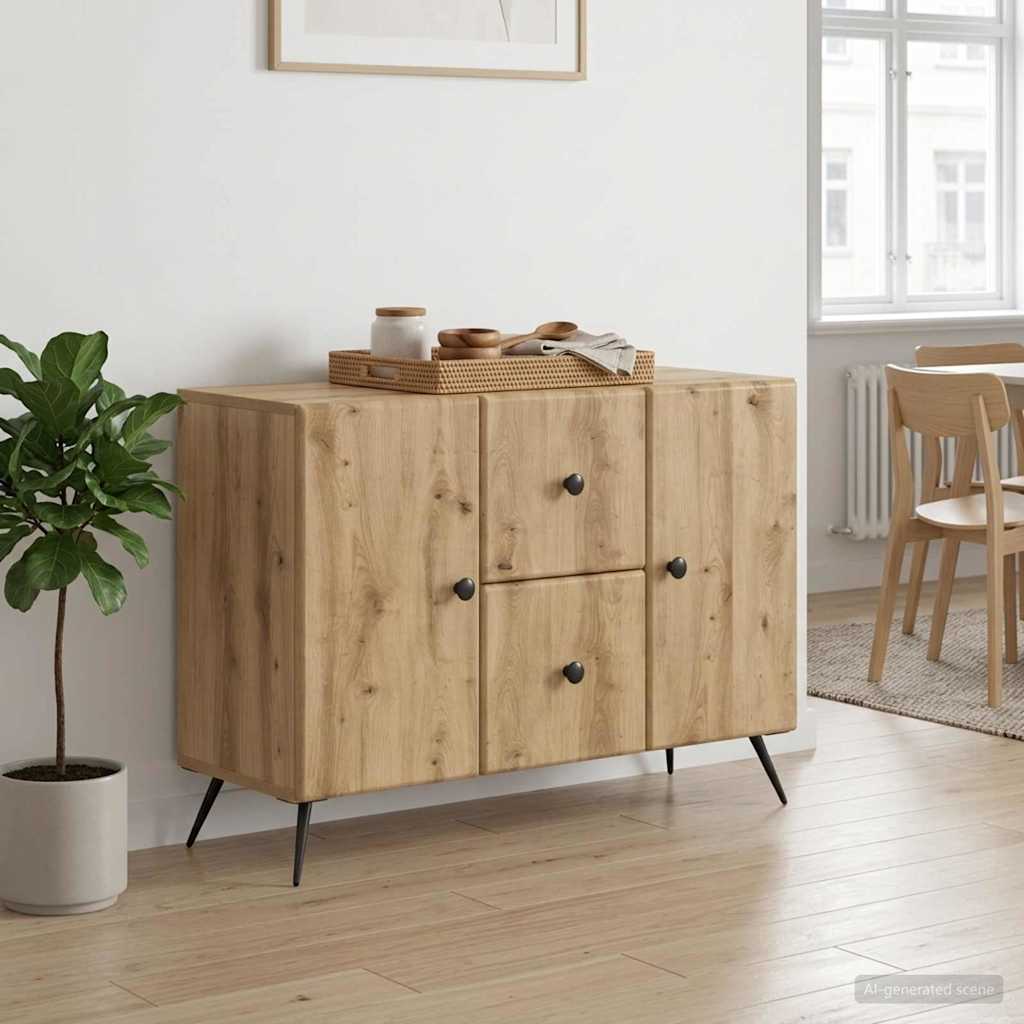 Vidaxl dressoir artisanaal eiken 89 x 34,5 x 60 cm bewerkt hout
