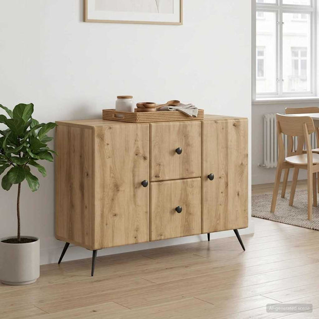 Vidaxl dressoir artisanaal eiken 89 x 34,5 x 60 cm bewerkt hout