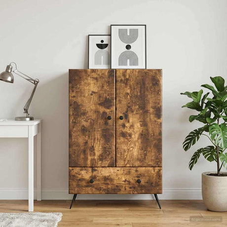 Vidaxl dressoir gerookt eiken 66 x 34,5 x 95 cm bewerkt hout