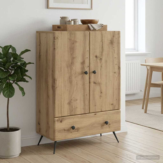 Vidaxl dressoir artisanaal eiken 66 x 34,5 x 95 cm bewerkt hout