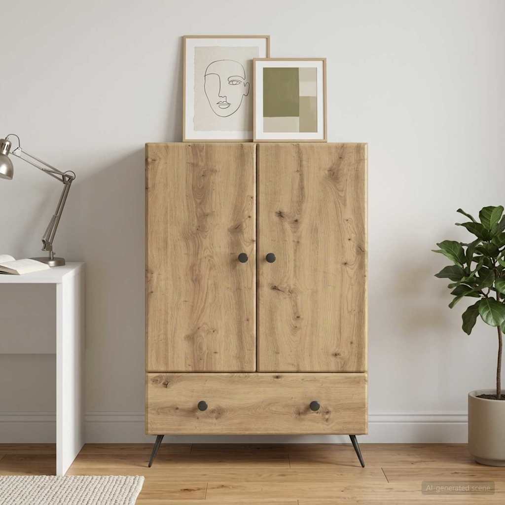Vidaxl dressoir artisanaal eiken 66 x 34,5 x 95 cm bewerkt hout