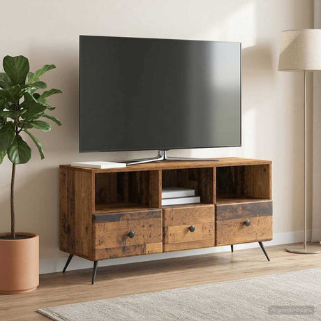 Vidaxl tv-kast met lade oud hout 102 x 34,5 x 50 cm bewerkt hout