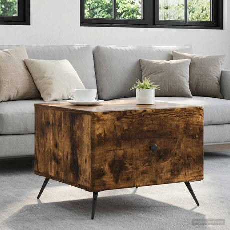 Vidaxl salontafel gerookt eiken 49 x 50 x 40 cm bewerkt hout