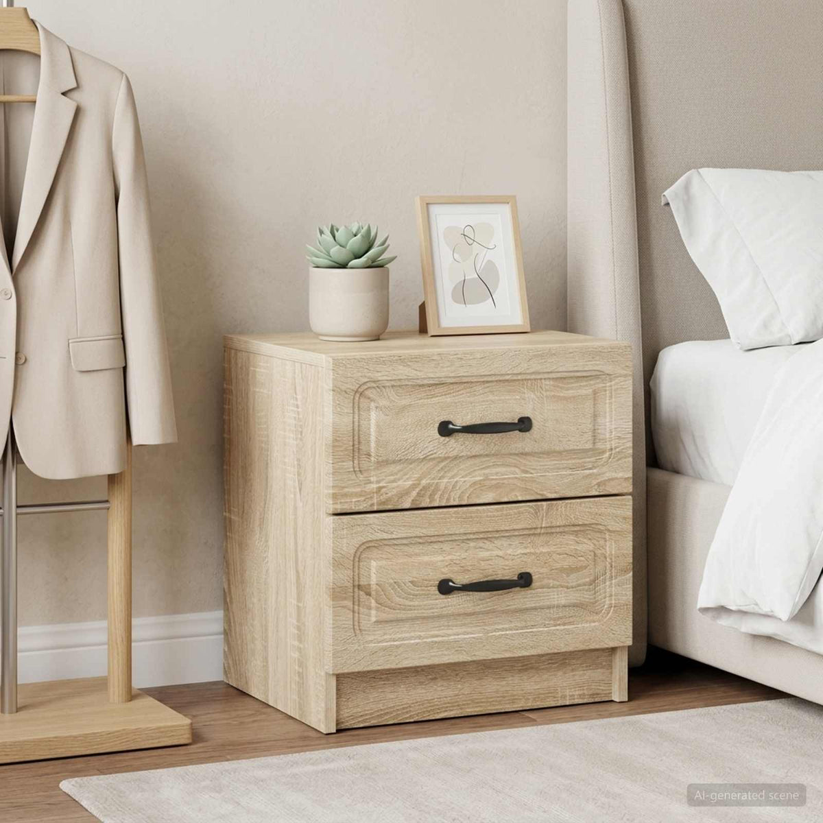 Vidaxl nachtkastje 2 st sonoma eiken 43 x 34,5 x 44,5 cm bewerkt hout