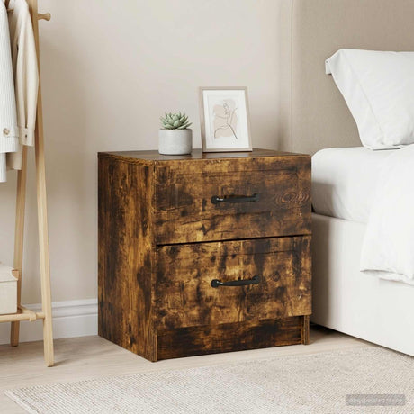 Vidaxl nachtkastje 2 st gerookt eiken 43 x 34,5 x 44,5 cm bewerkt hout