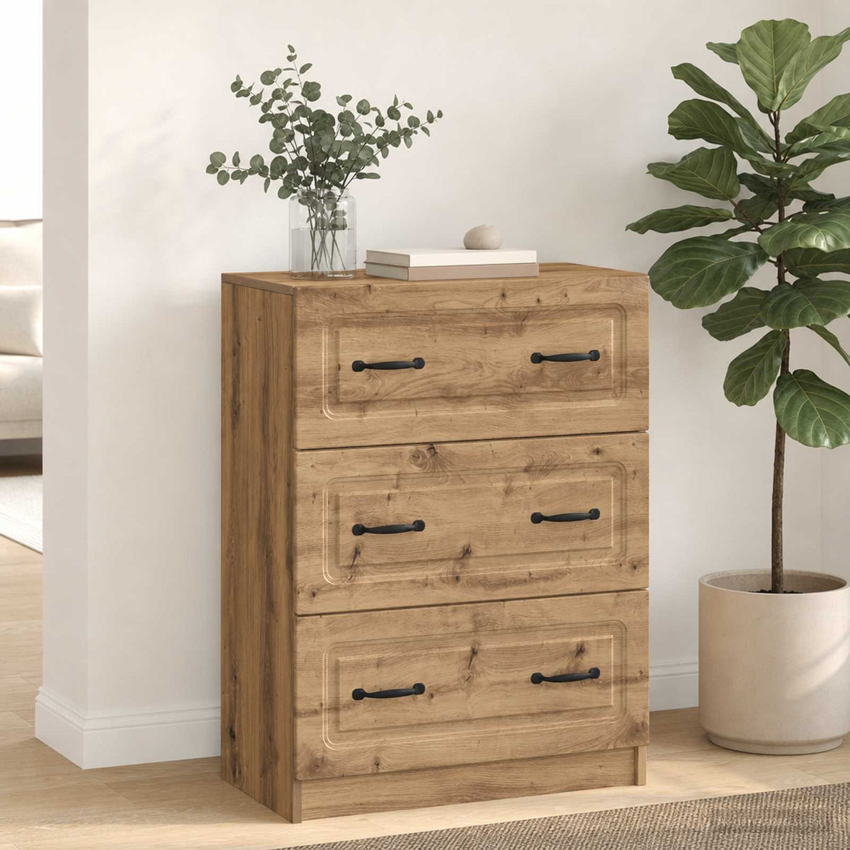 Vidaxl ladenkast 66 x 34,5 x 87 cm bewerkt hout artisanaal eiken