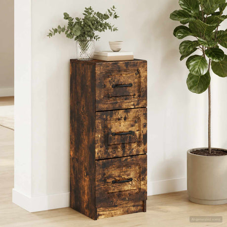 Vidaxl ladenkast gerookt eiken 33 x 34,5 x 87 cm bewerkt hout
