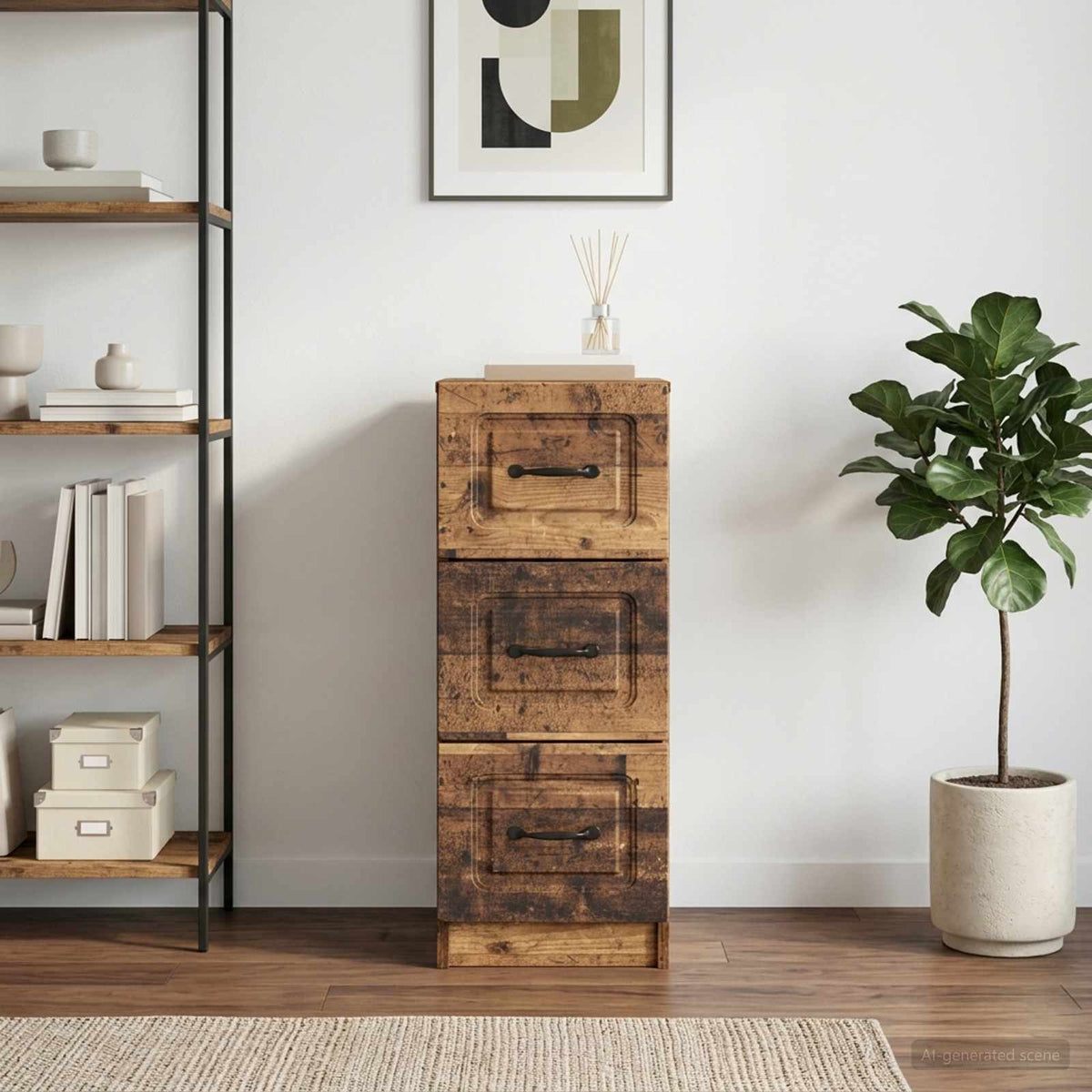Vidaxl ladenkast oud hout 33 x 34,5 x 87 cm bewerkt hout