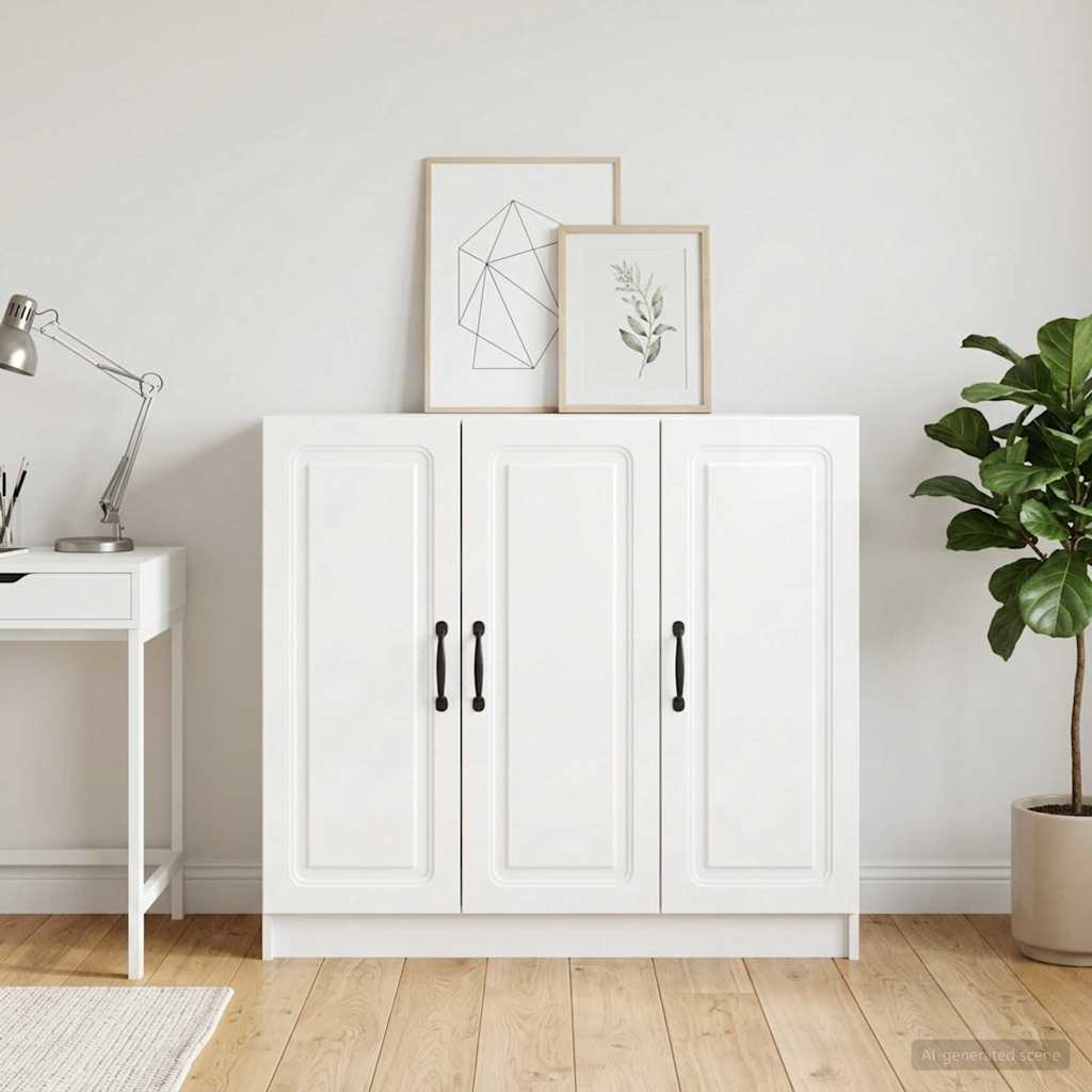 Vidaxl dressoir hoogglans wit 89 x 34,5 x 77 cm bewerkt hout