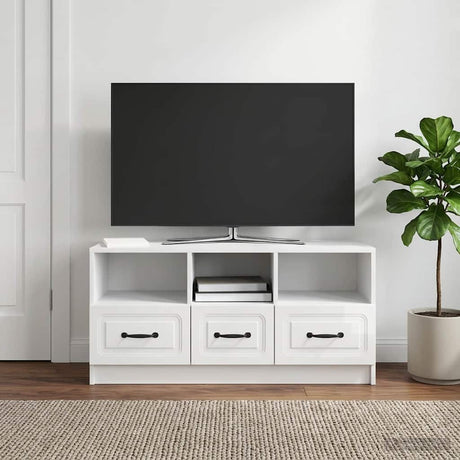 Vidaxl tv-kast met lade hoogglans wit 102 x 34,5 x 47 cm bewerkt hout
