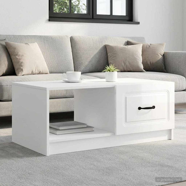 Vidaxl salontafel hoogglans wit 90 x 50 x 37 cm bewerkt hout